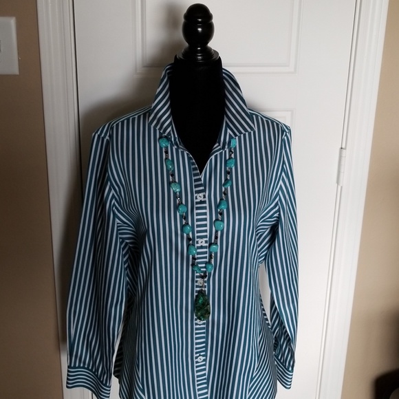 Long Sleeve Non-Iron Striped Shirt - Picture 1 of 6